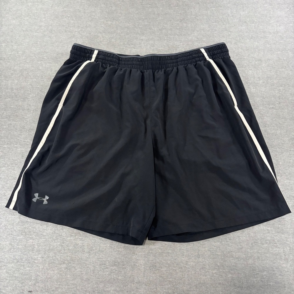 Under‎ Armour HeatGear Mens XXL Black Athletic Training Shorts Loose Fit Running